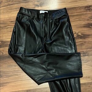 Abercrombie Faux Leather ultra high rise ankle straight pants
